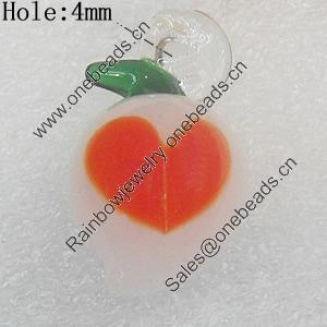 Handmade Lampwork Pendant, Peach, 14x24mm, Hole:Approx 4mm, Sold by PC