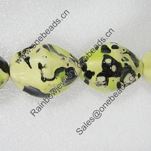 Ceramics Beads, Fluted Oval 35x27mm Hole:3.5mm, Sold by Bag