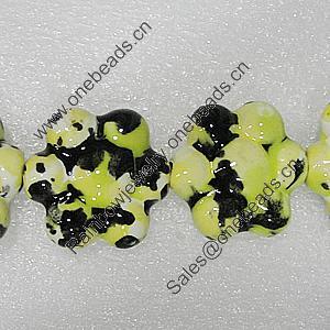 Ceramics Beads, Flower 24mm Hole:3mm, Sold by Bag