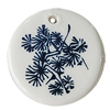 Ceramics Pendants, Flat Round 38mm Hole:3.5mm, Sold by PC