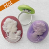 Iron Ring with Cameos Resin, Mix color & Mix style, 22x30mm, Ring:18mm inner diameter, Sold by Box