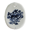 Ceramics Pendants, Flat Oval 47x37mm Hole:3.5mm, Sold by PC