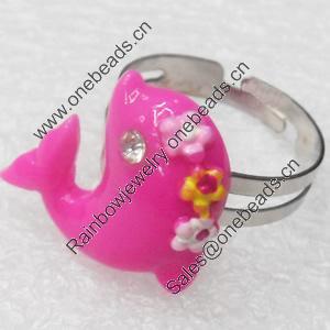 Iron Ring with Resin, Mix color & Mix style, 20mm, Ring:18mm inner diameter, Sold by Box