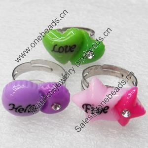 Iron Ring with Resin, Mix color & Mix style, 22mm, Ring:18mm inner diameter, Sold by Box