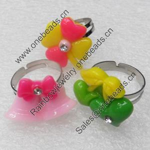 Iron Ring with Resin, Mix color & Mix style, 19-22mm, Ring:18mm inner diameter, Sold by Box
