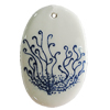 Ceramics Pendants, Flat Oval 49x32mm Hole:3.5mm, Sold by PC