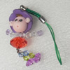 Mobile Decoration, Fimo Multicolor, Length: about 4.92-inch, Pendant:about 34mm wide, Sold by PC