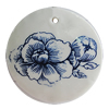 Ceramics Pendants, Flat Round 50mm Hole:3.5mm, Sold by PC