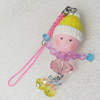 Mobile Decoration, Fimo Multicolor, Length: about 5.3-inch, Pendant:about 18mm wide, Sold by PC