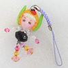 Mobile Decoration, Fimo Multicolor, Length: about 4.72-inch, Pendant:about 24mm wide, Sold by PC