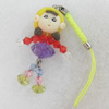Mobile Decoration, Fimo Multicolor, Length: about 5.12-inch, Pendant:about 20mm wide, Sold by PC