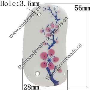 Ceramics Connectors, Nugget 56x28mm Hole:3.5mm, Sold by PC