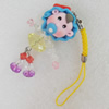 Mobile Decoration, Fimo Multicolor, Length: about 4.52-inch, Pendant:about 23mm wide, Sold by PC