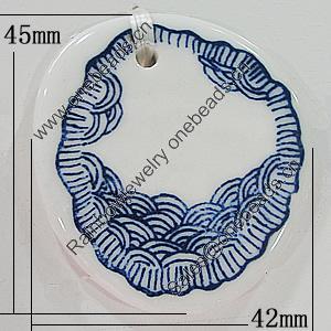 Ceramics Pendants, Nugget 45x42mm Hole:3.5mm, Sold by PC