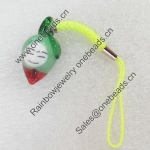 Mobile Decoration, Lampwork, Length about:3.54-inch, Pendant:about:15mm wide, Sold by PC 