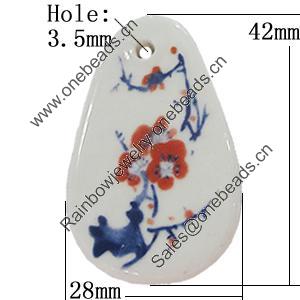 Ceramics Pendants, 42x28mm Hole:3.5mm, Sold by PC