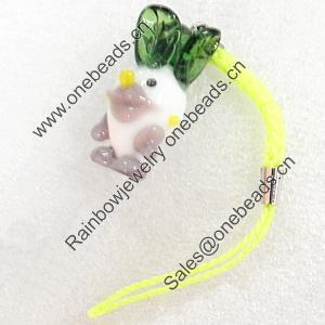 Mobile Decoration, Lampwork, Length about:4.13-inch, Pendant:about:14mm wide, Sold by PC 