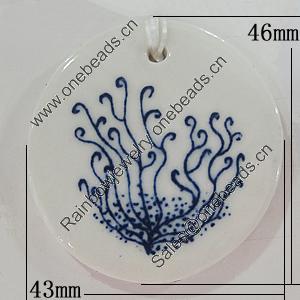 Ceramics Pendants, 46x43mm Hole:3.5mm, Sold by PC