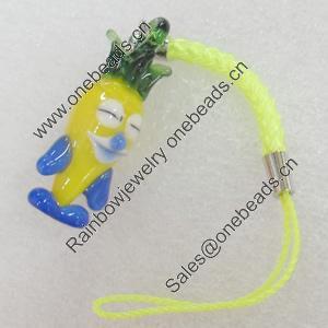 Mobile Decoration, Lampwork, Length about:4.52-inch, Pendant:about:13mm wide, Sold by PC 