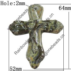 Ceramics Pendants, Cross 64x52mm Hole:2mm, Sold by PC