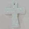 Ceramics Pendants, Cross 62x49mm Hole:2mm, Sold by PC