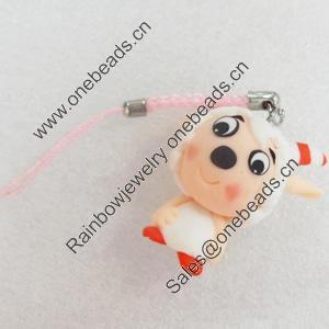 Mobile Decoration, Fimo Multicolor, Length: about 4.13-inch, Pendant:about 35mm wide, Sold by PC