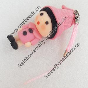 Mobile Decoration, Fimo Multicolor, Length: about 4.72-inch, Pendant:about 25mm wide, Sold by PC