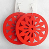 Wooden Earring, Flat Round, 70x90mm, Sold by Dozen