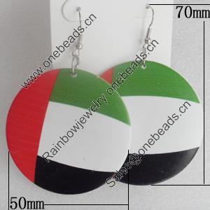 Wooden Earring, Flat Round, 50x70mm, Sold by Dozen