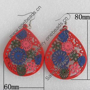 Wooden Earring, Teardrop, 60x80mm, Sold by Dozen