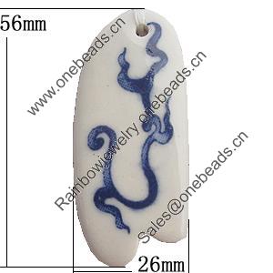 Ceramics Pendants, Nugget 56x26mm Hole:3.5mm, Sold by PC