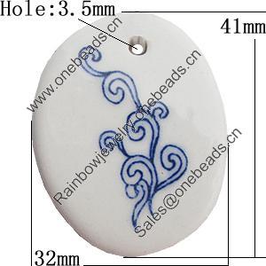 Ceramics Pendants, 41x32mm Hole:3.5mm, Sold by PC