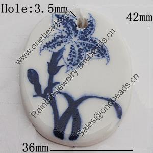 Ceramics Pendants, 42x36mm Hole:3.5mm, Sold by PC
