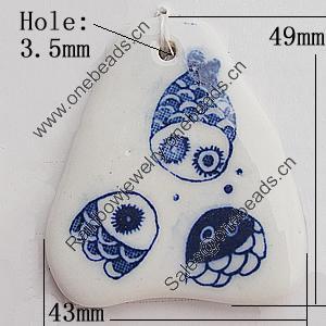 Ceramics Pendants, 49x43mm Hole:3.5mm, Sold by PC