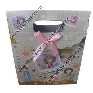 Gift Shopping Bag, Material:Paper, Size: about 12.5cm wide, 17cm high, 6cm bottom wide, Sold by Box