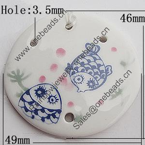 Ceramics Pendants, 49x46mm Hole:3.5mm, Sold by PC