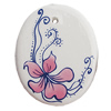 Ceramics Pendants, Flat Oval 50x39mm Hole:3.5mm, Sold by PC