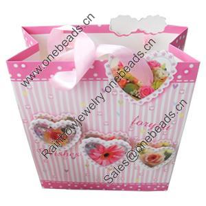 Gift Shopping Bag, Material:Paper, Size: about 18cm wide, 22cm high, 8cm bottom wide, Sold by Box