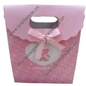 Gift Shopping Bag, Material:Paper, Size: about 12.5cm wide, 16.5cm high, 6cm bottom wide, Sold by Box