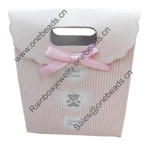 Gift Shopping Bag, Material:Paper, Size: about 24cm wide, 32cm high, 10.5cm bottom wide, Sold by Box