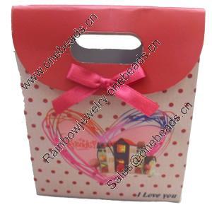 Gift Shopping Bag, Material:Paper, Size: about 12.5cm wide, 16.5cm high, 6cm bottom wide, Sold by Box