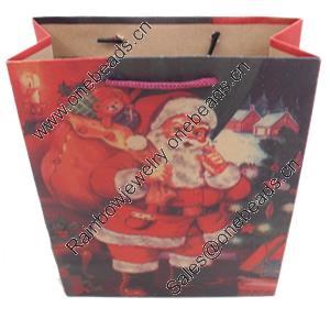 Gift Shopping Bag, Material:Kraft Paper, Size: about 24cm wide, 33cm high, 8cm bottom wide, Sold by Box