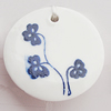 Ceramics Pendants, Flat Round 38mm Hole:3.5mm, Sold by PC