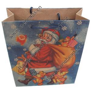 Gift Shopping Bag, Material:Kraft Paper, Size: about 24cm wide, 33cm high, 8cm bottom wide, Sold by Box