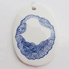 Ceramics Pendants, Flat Oval 59x42mm Hole:3.5mm, Sold by PC