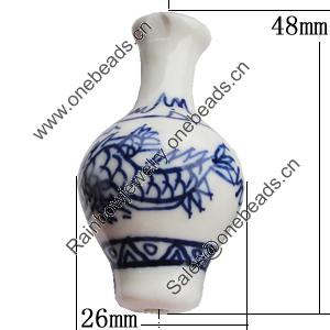 Ceramics Beads, Bottle 48x26mm Hole:3.5mm, Sold by Bag