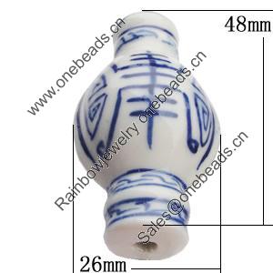 Ceramics Beads, Lantern 48x26mm Hole:3.5mm, Sold by Bag