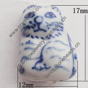 Ceramics Beads, Animal 17x12mm Hole:2mm, Sold by Bag