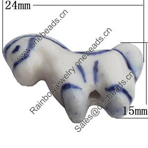 Ceramics Beads, Horse 24x15mm Hole:2mm, Sold by Bag