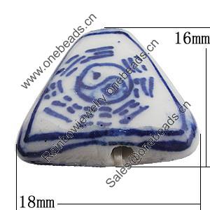 Ceramics Beads, Triangle 18x16mm Hole:2mm, Sold by Bag